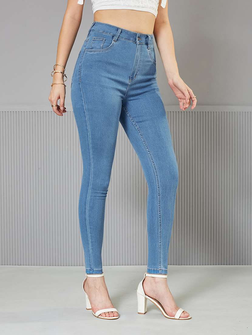 women solid high rise skinny fit jeans - 22362249 -  Standard Image - 1