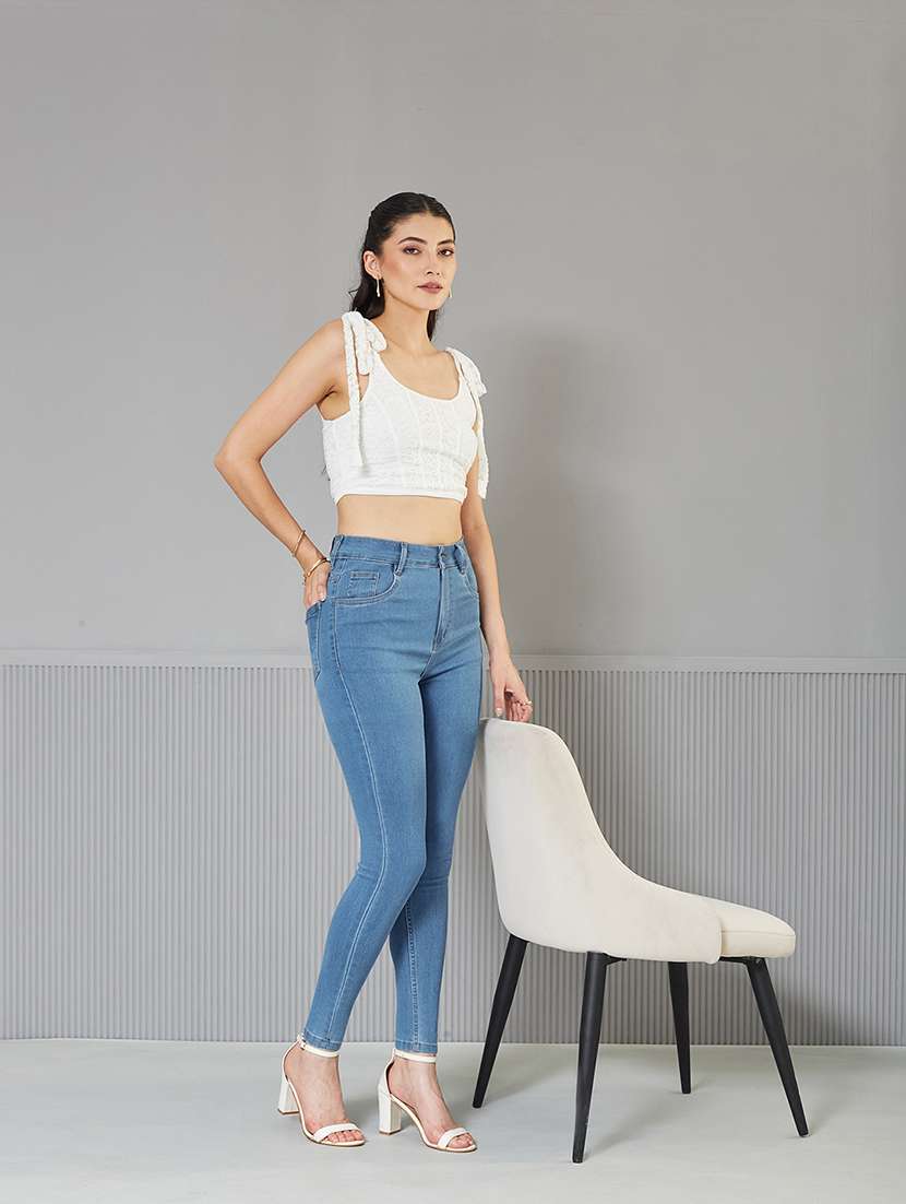 women solid high rise skinny fit jeans - 22362249 -  Standard Image - 4