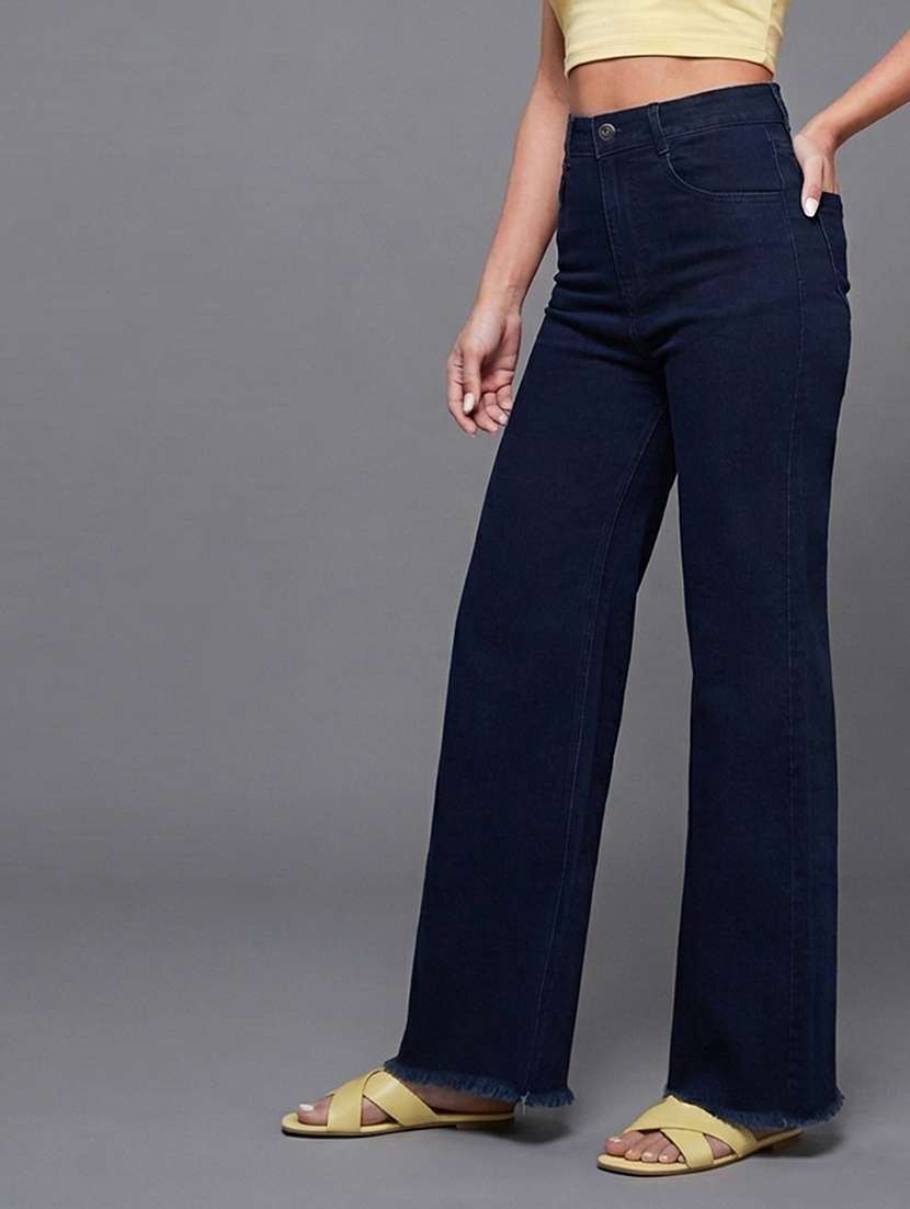 women solid high rise wide leg jeans - 22362252 -  Standard Image - 1