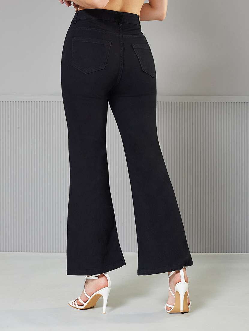 women solid high rise bootcut jeans - 22362256 -  Standard Image - 1