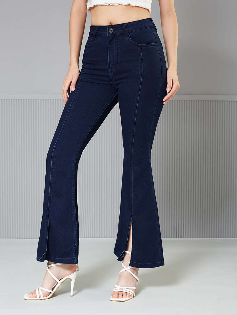 women solid high rise bootcut jeans - 22362257 -  Standard Image - 1