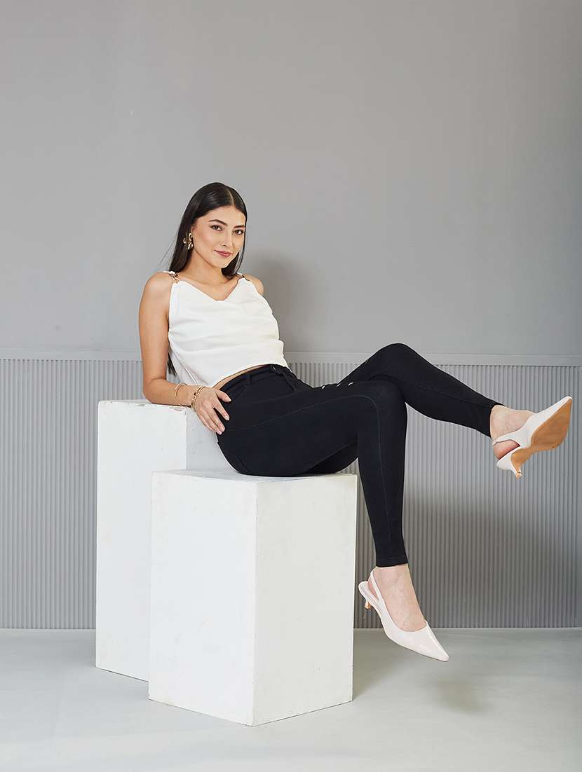 women slash knee high rise skinny fit jeans - 22362271 -  Standard Image - 4