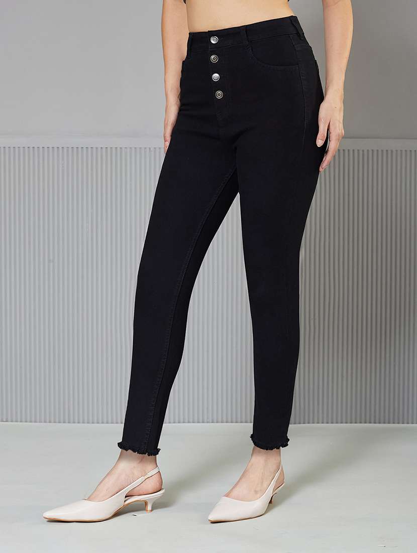 women solid high rise skinny fit jeans - 22362296 -  Standard Image - 1