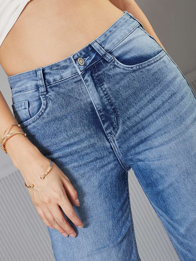 women solid high rise wide leg jeans - 22362297 -  Standard Image - 4