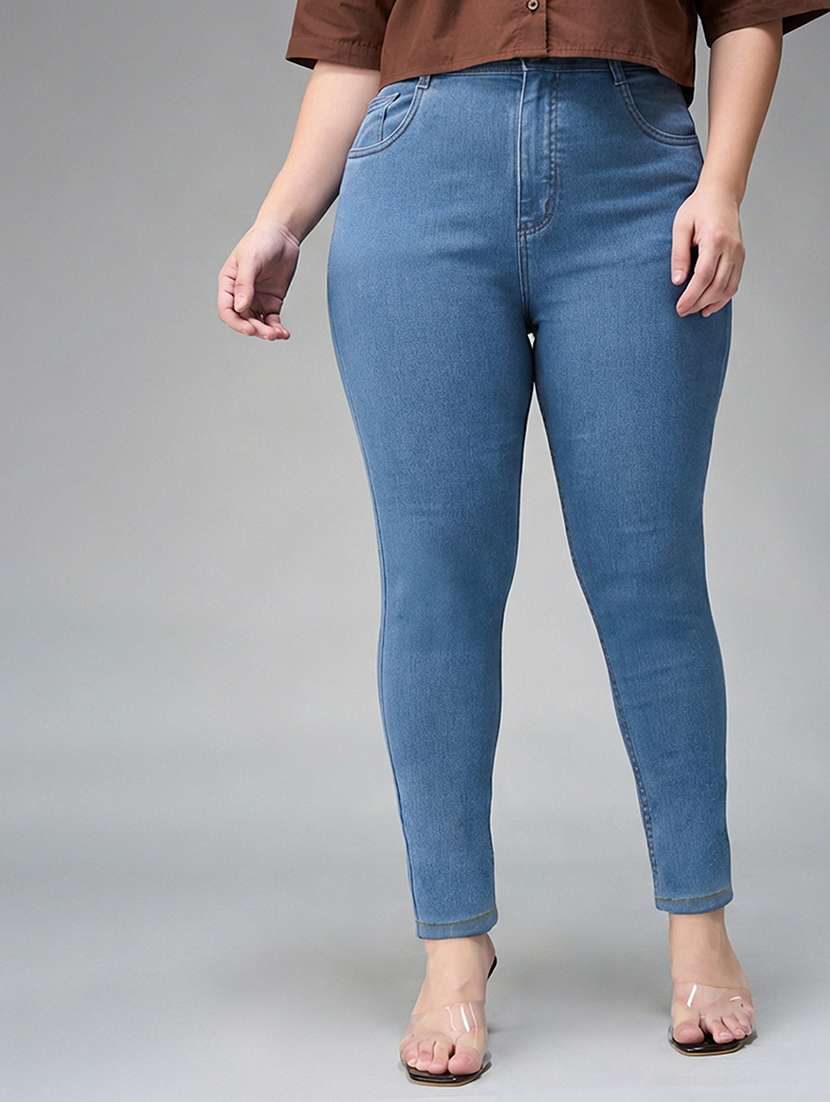 womne plus size solid high rise slim fit jeans - 22362303 -  Standard Image - 1