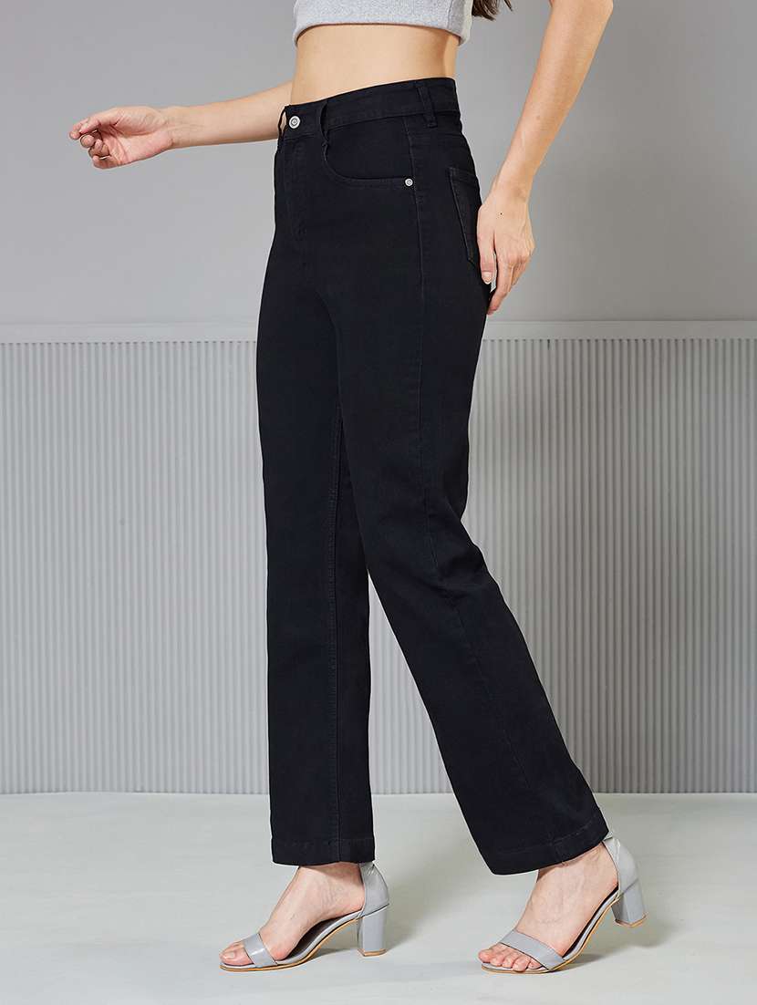 women solid high rise straight jeans - 22362306 -  Standard Image - 1