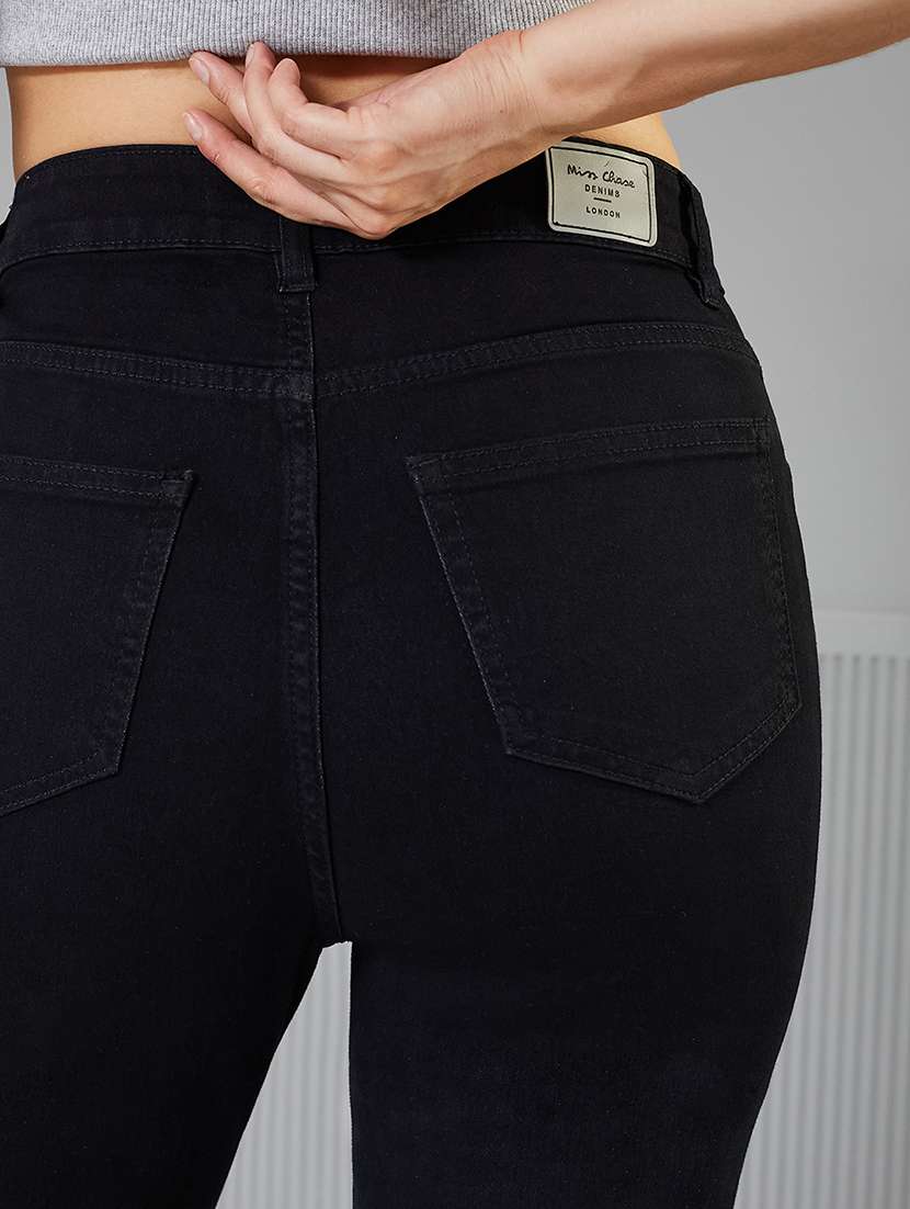 women solid high rise straight jeans - 22362306 -  Standard Image - 4