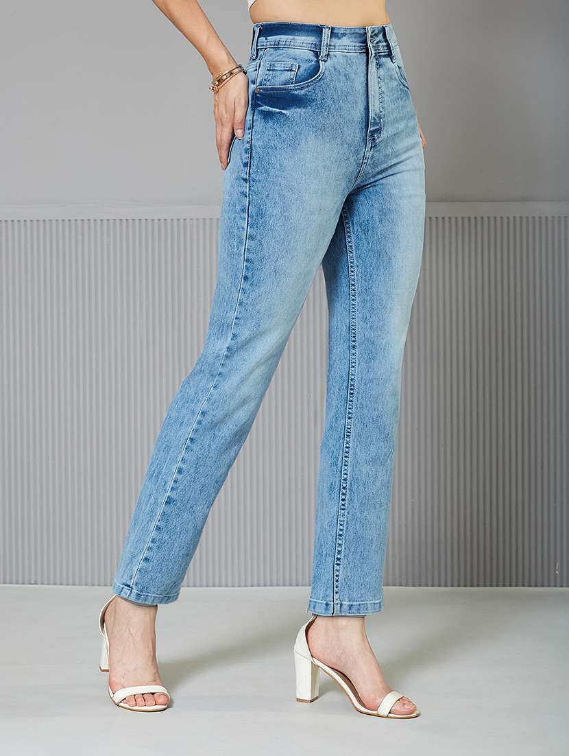women solid high rise bootcut jeans - 22362324 -  Standard Image - 1