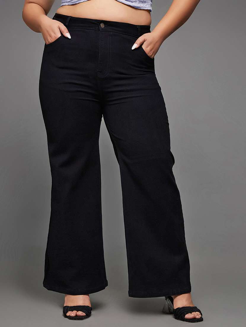 womne plus size solid high rise bootcut jeans