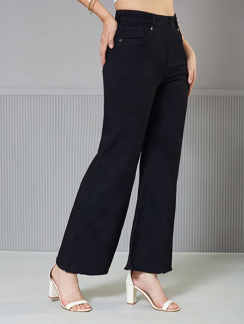 women solid high rise wide leg jeans - 22362327 -  Standard Image - 1