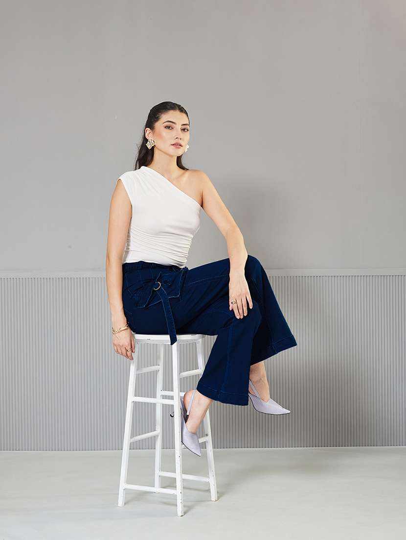 women solid high rise denim cargo - 22362328 -  Standard Image - 4