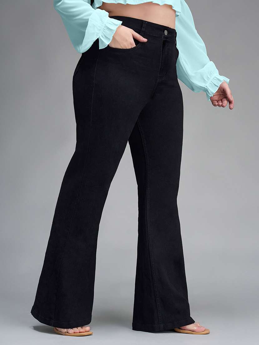 womne plus size solid high rise bootcut jeans