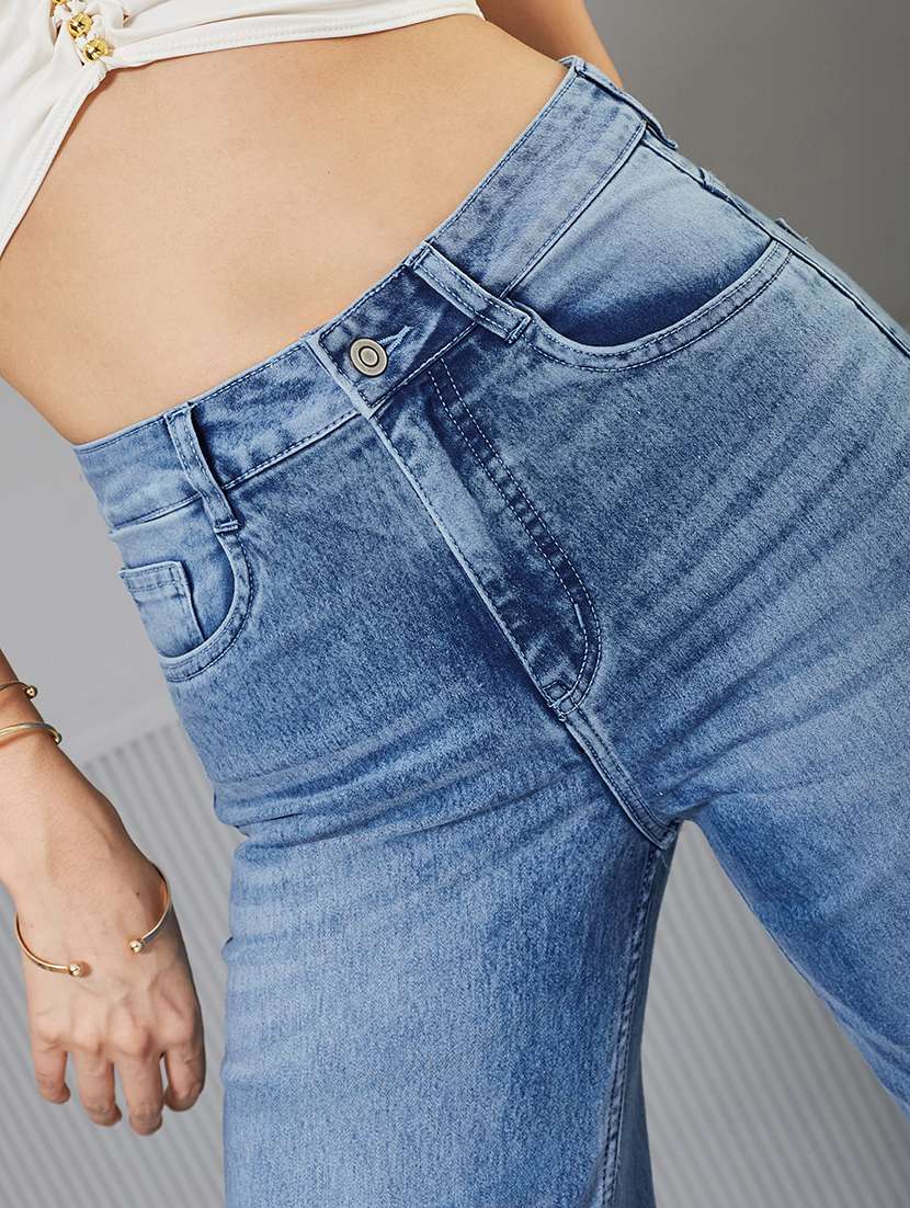 women solid high rise wide leg jeans - 22362336 -  Standard Image - 4