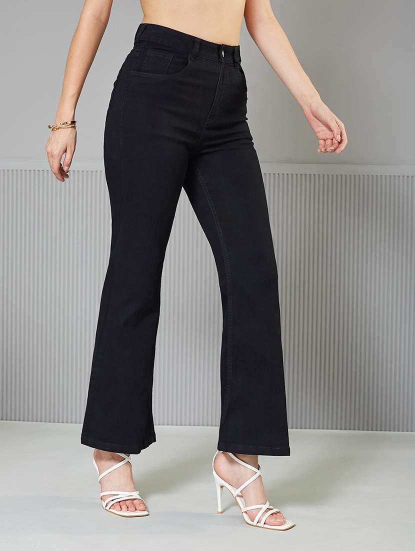 women solid high rise bootcut jeans - 22362340 -  Standard Image - 1