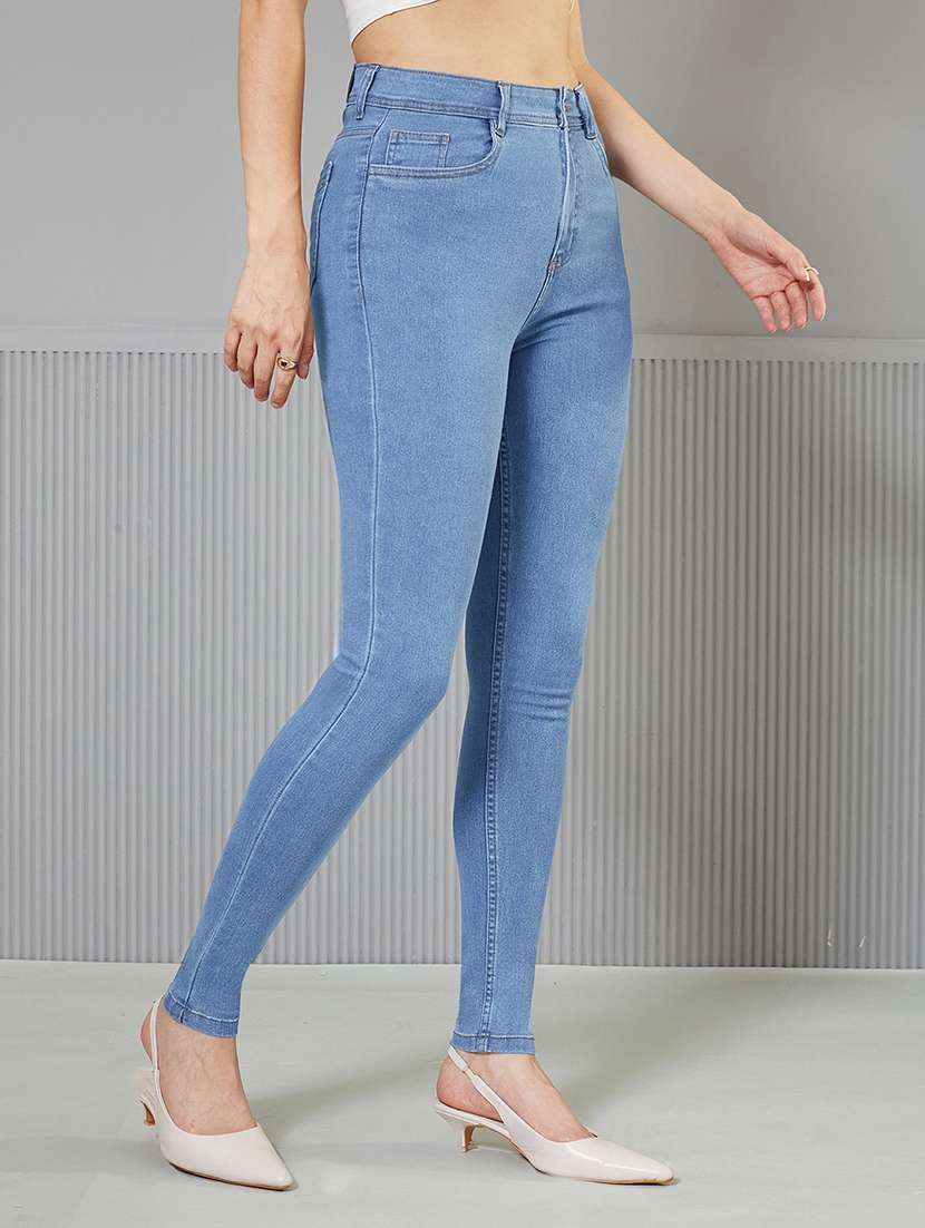 women solid high rise skinny fit jeans - 22362342 -  Standard Image - 1