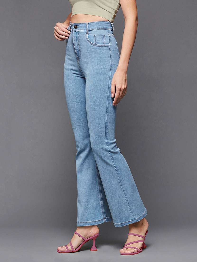 women solid high rise bootcut jeans - 22362350 -  Standard Image - 1