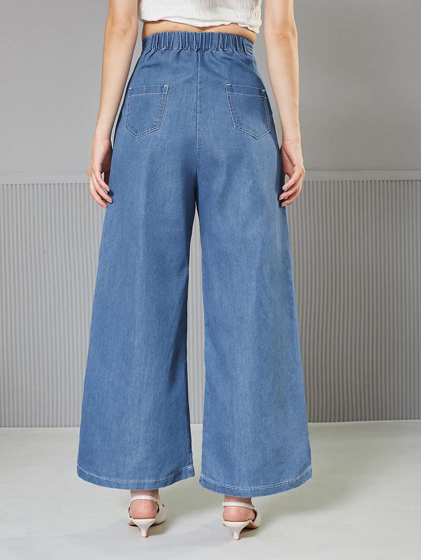 women solid high rise wide leg jeans - 22362352 -  Standard Image - 1