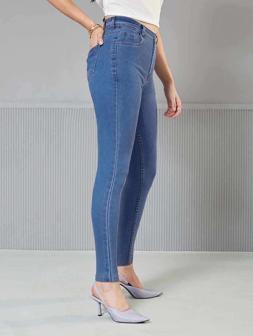 women solid high rise skinny fit jeans - 22362358 -  Standard Image - 1