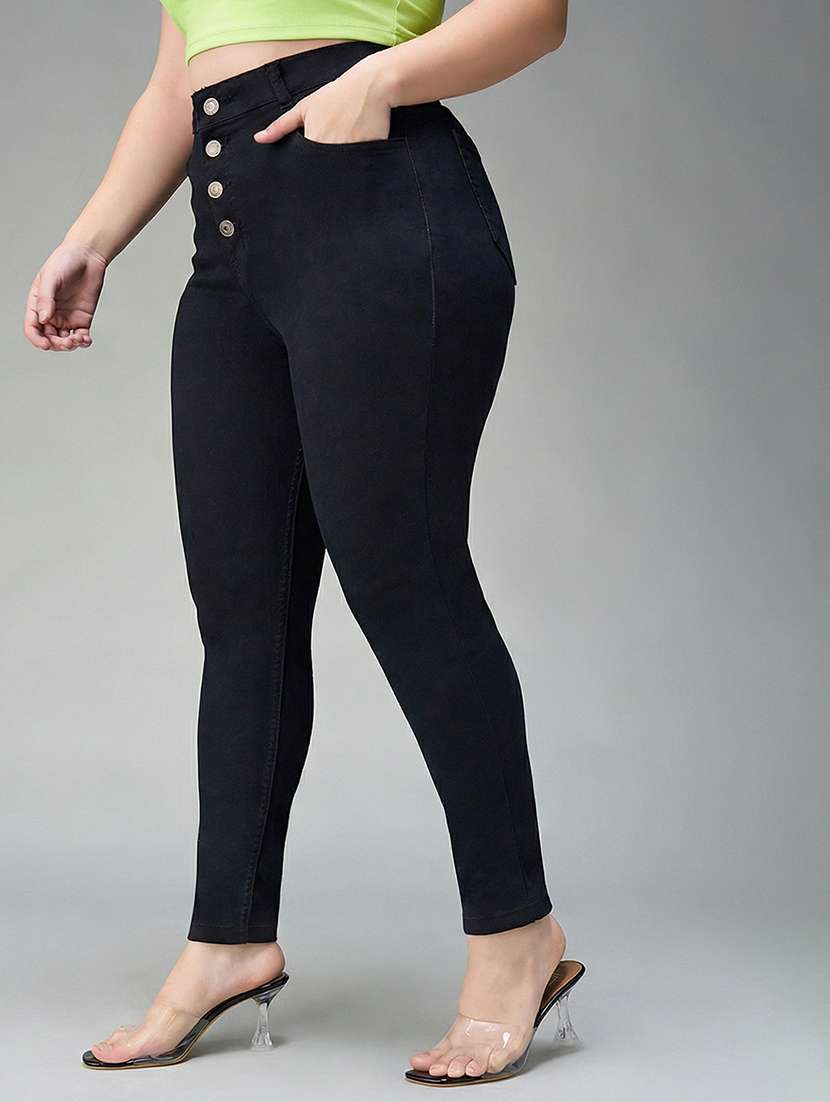 womne plus size solid high rise slim fit jeans - 22362370 -  Standard Image - 1