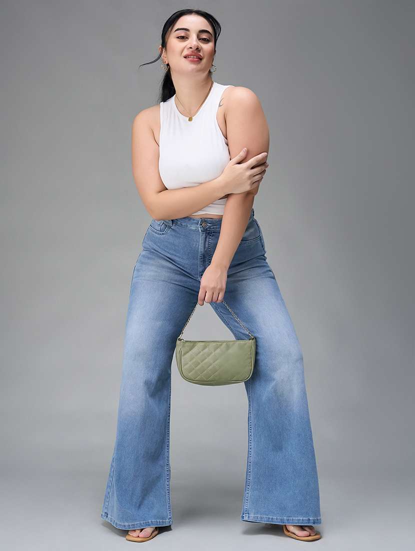 womne plus size solid high rise wide leg jeans - 22362376 -  Standard Image - 4