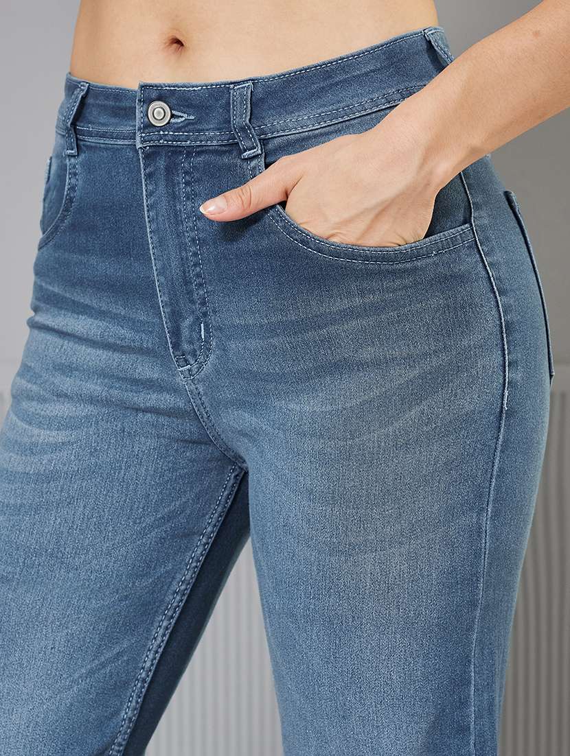 women solid high rise bootcut jeans - 22362383 -  Standard Image - 4
