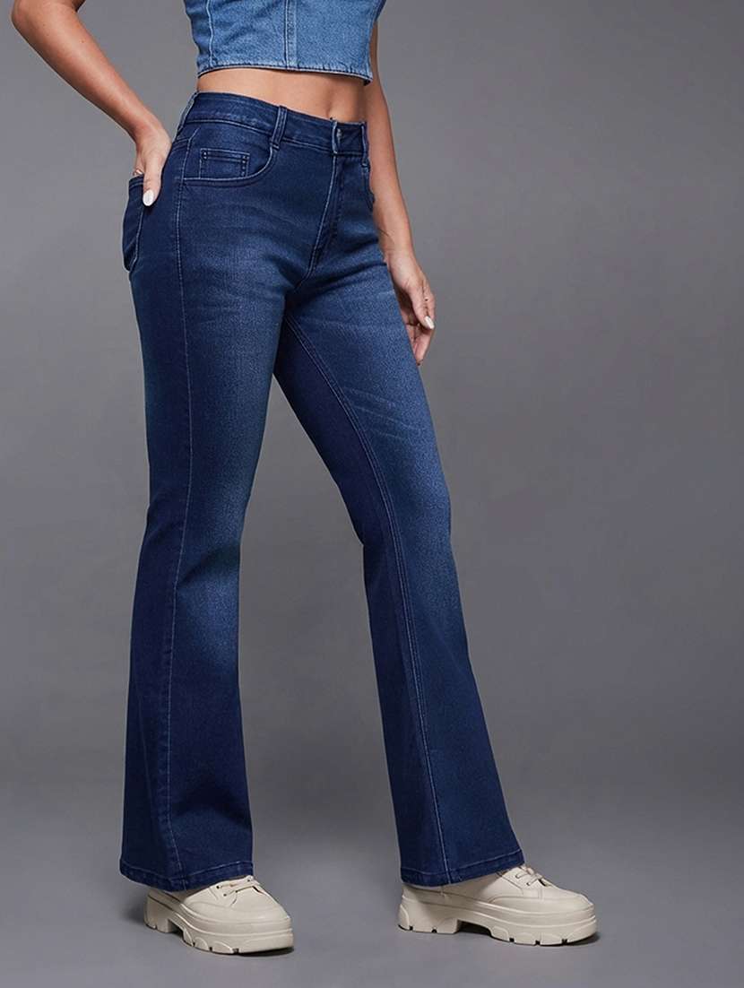 women solid high rise bootcut jeans - 22362387 -  Standard Image - 1