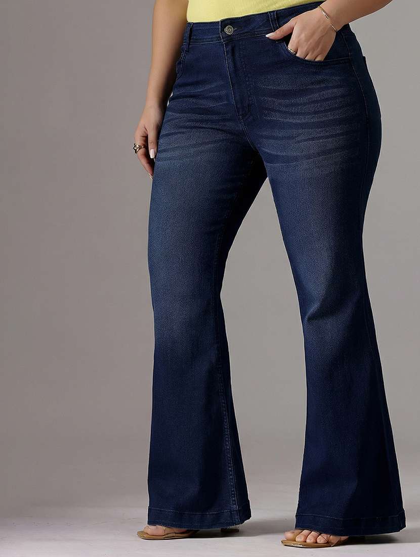 womne plus size solid high rise bootcut jeans