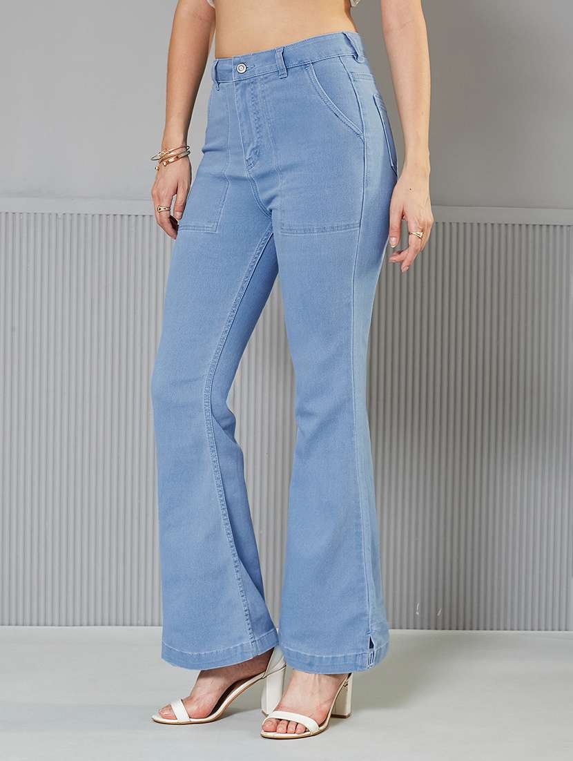 women solid high rise bootcut jeans - 22362390 -  Standard Image - 1