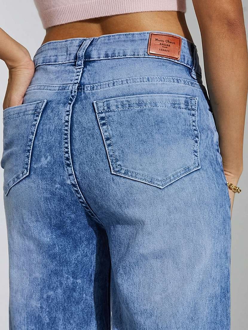 women solid high rise wide leg jeans - 22362393 -  Standard Image - 4