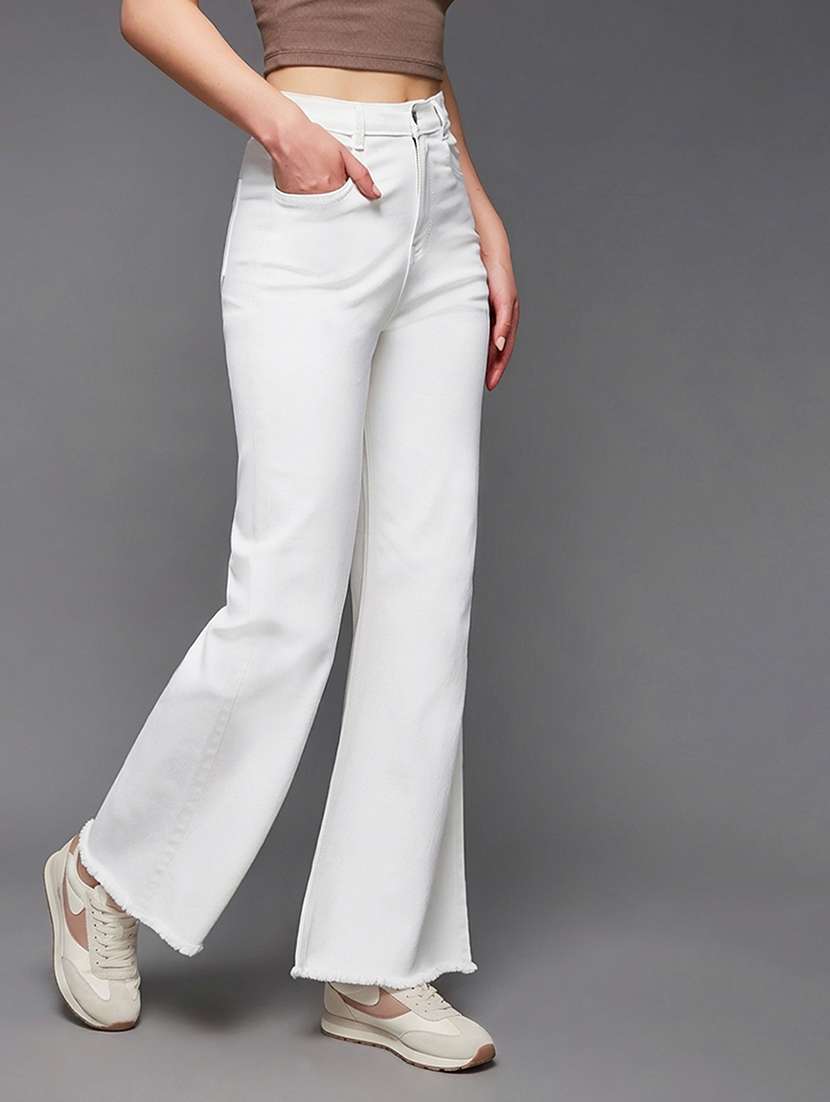 women solid high rise bootcut jeans - 22362396 -  Standard Image - 1