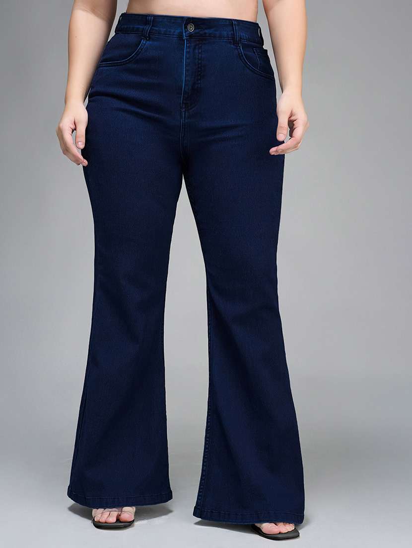 womne plus size solid high rise bootcut jeans