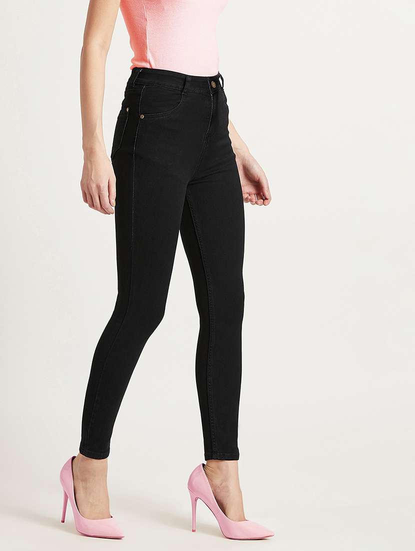 women solid high rise skinny fit jeans - 22362399 -  Standard Image - 1