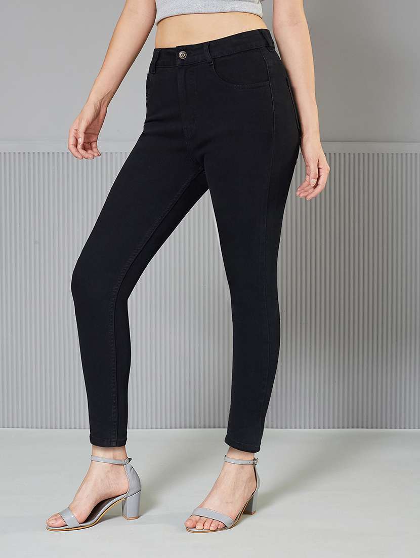 women solid high rise slim fit jeans - 22362405 -  Standard Image - 1