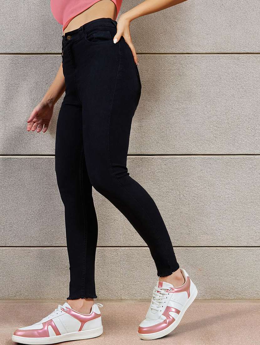 women solid high rise skinny fit jeans - 22362410 -  Standard Image - 1
