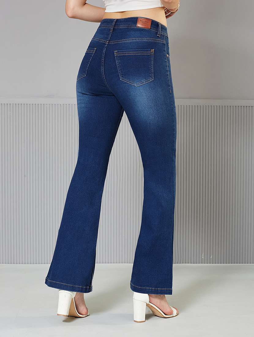 women solid high rise bootcut jeans - 22362412 -  Standard Image - 1