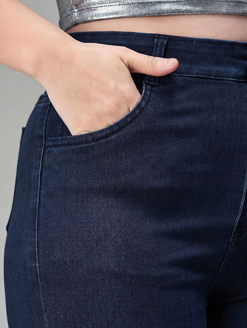 Womne Plus Size Solid High Rise Slim Fit Jeans - 22362413 -  Standard Image - 1