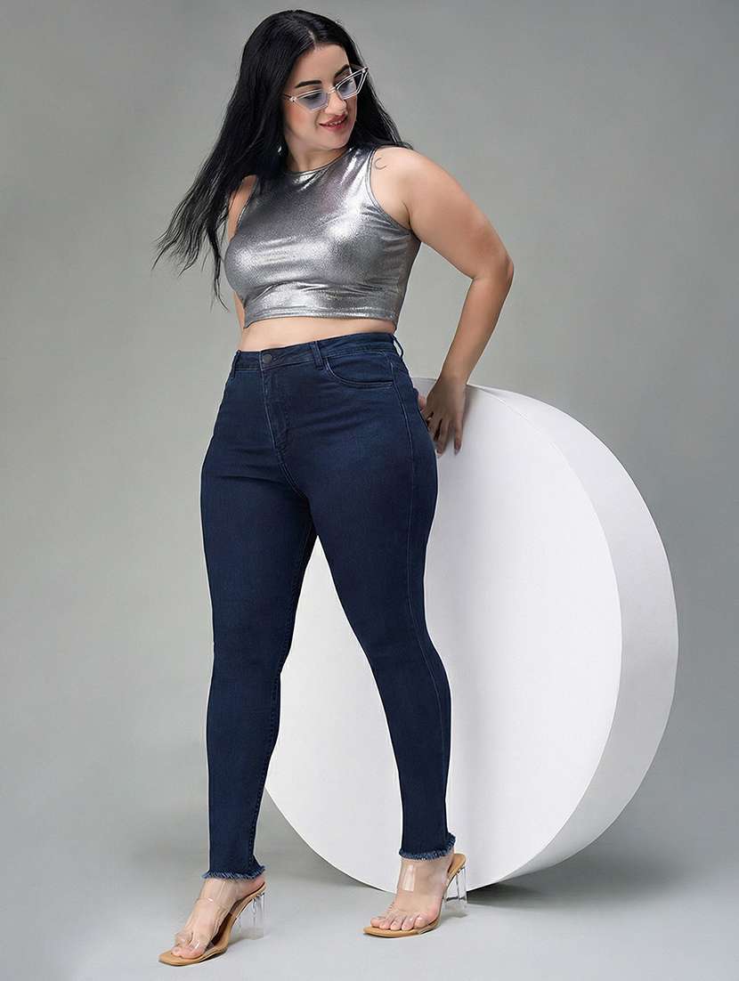 Womne Plus Size Solid High Rise Slim Fit Jeans - 22362413 -  Standard Image - 4