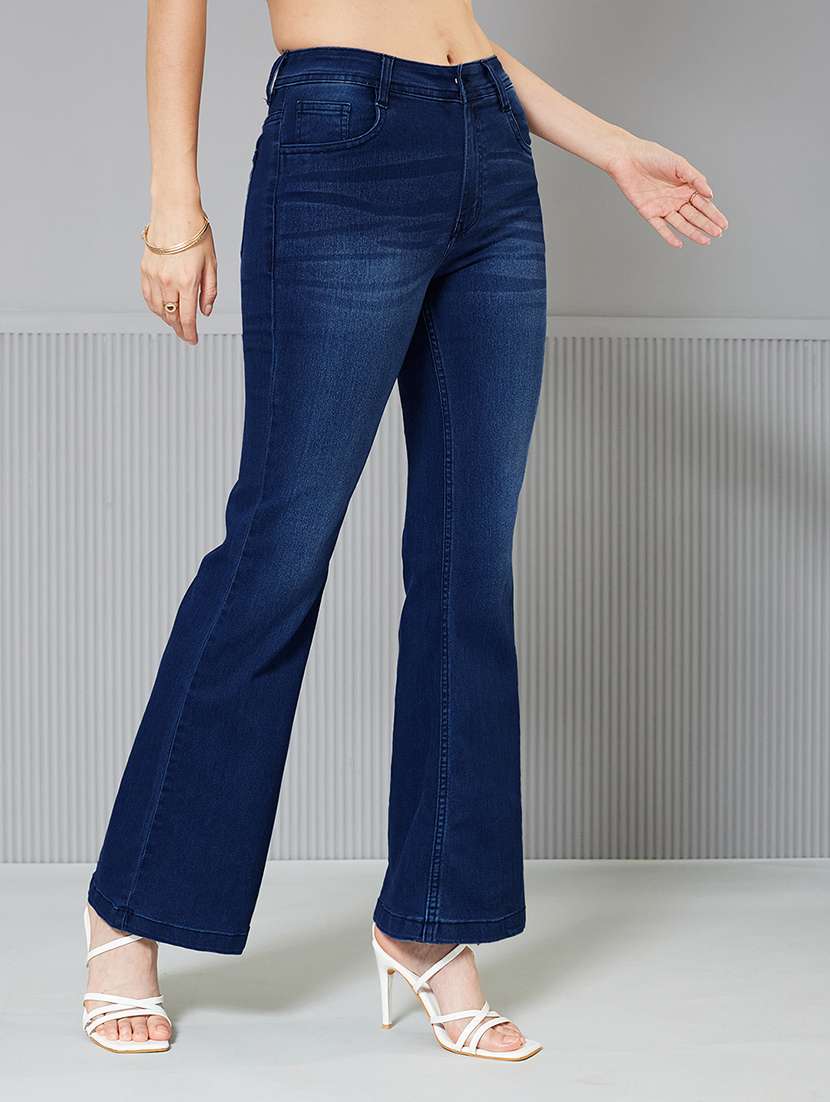 women solid high rise bootcut jeans - 22362414 -  Standard Image - 1