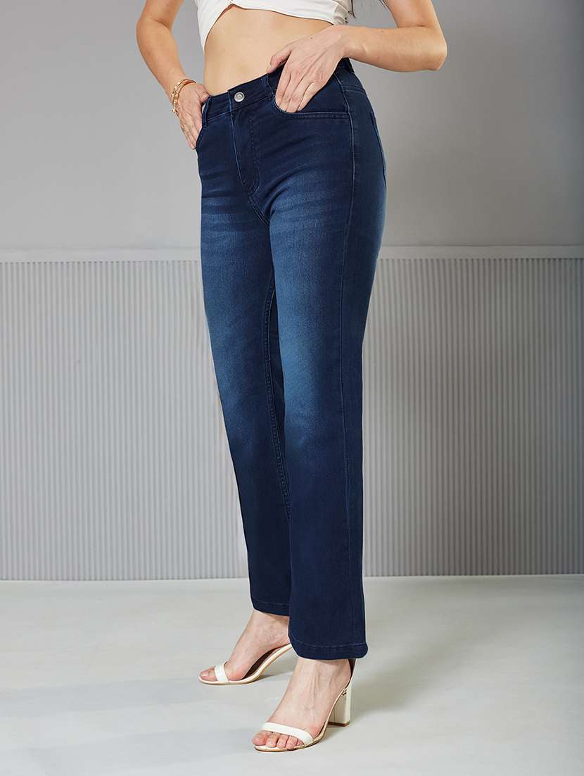 women solid high rise bootcut jeans - 22362416 -  Standard Image - 1