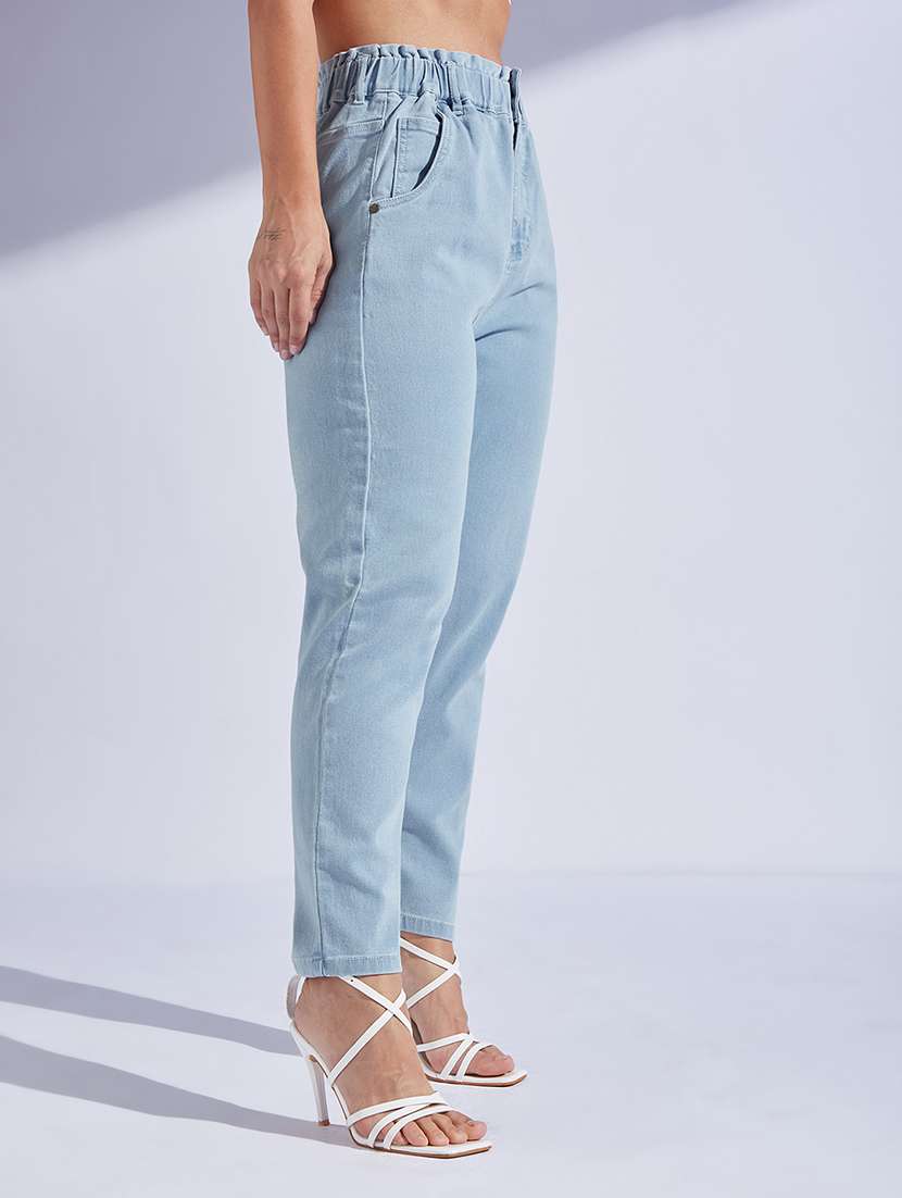 women solid high rise mom jeans - 22362417 -  Standard Image - 1