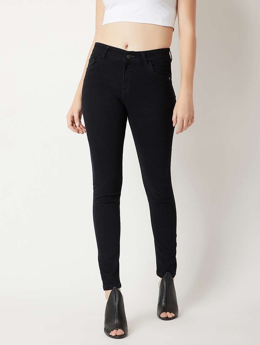 women solid high rise skinny fit jeans - 22362427 -  Standard Image - 1
