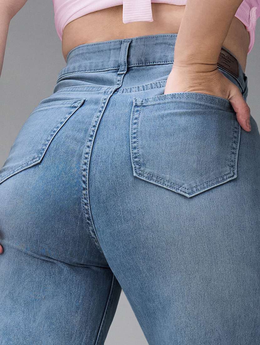 womne plus size solid high rise wide leg jeans - 22362437 -  Standard Image - 4