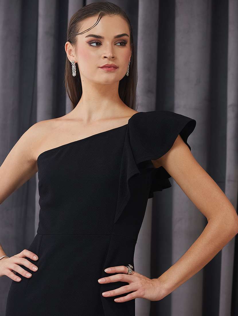women solid single shoulder bodycon dress - 22362440 -  Standard Image - 4