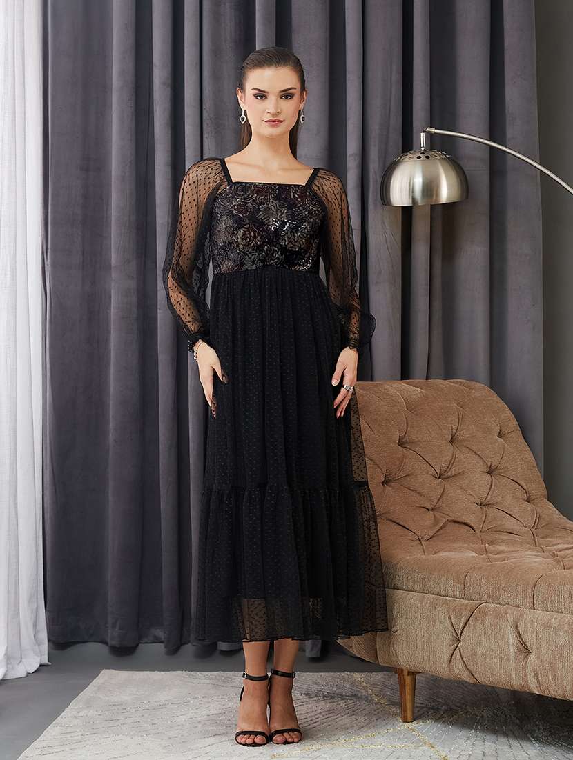women self designed long sleeve tiered dress - 22362446 -  Standard Image - 1