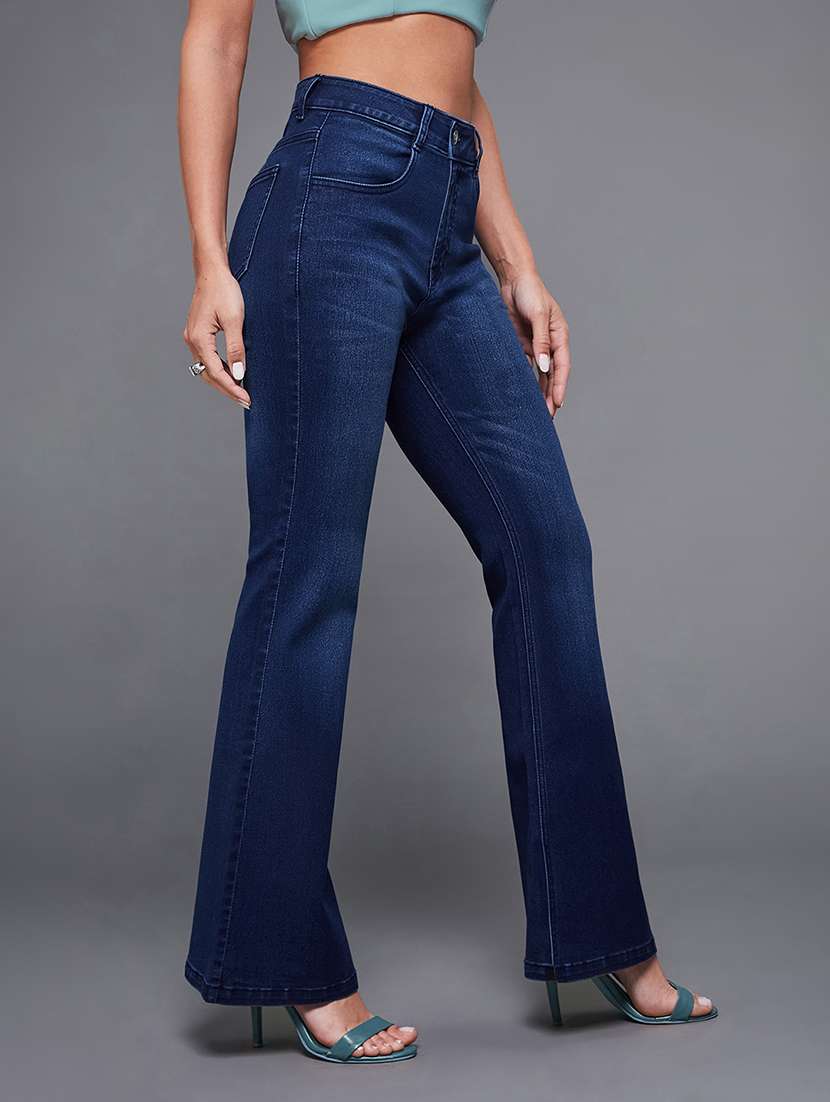 women solid high rise bootcut jeans - 22362452 -  Standard Image - 1