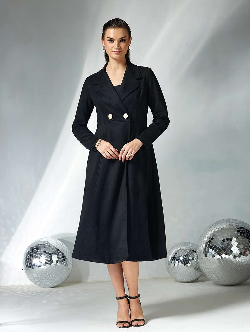 women solid long sleeve trench coat - 22362460 -  Standard Image - 1