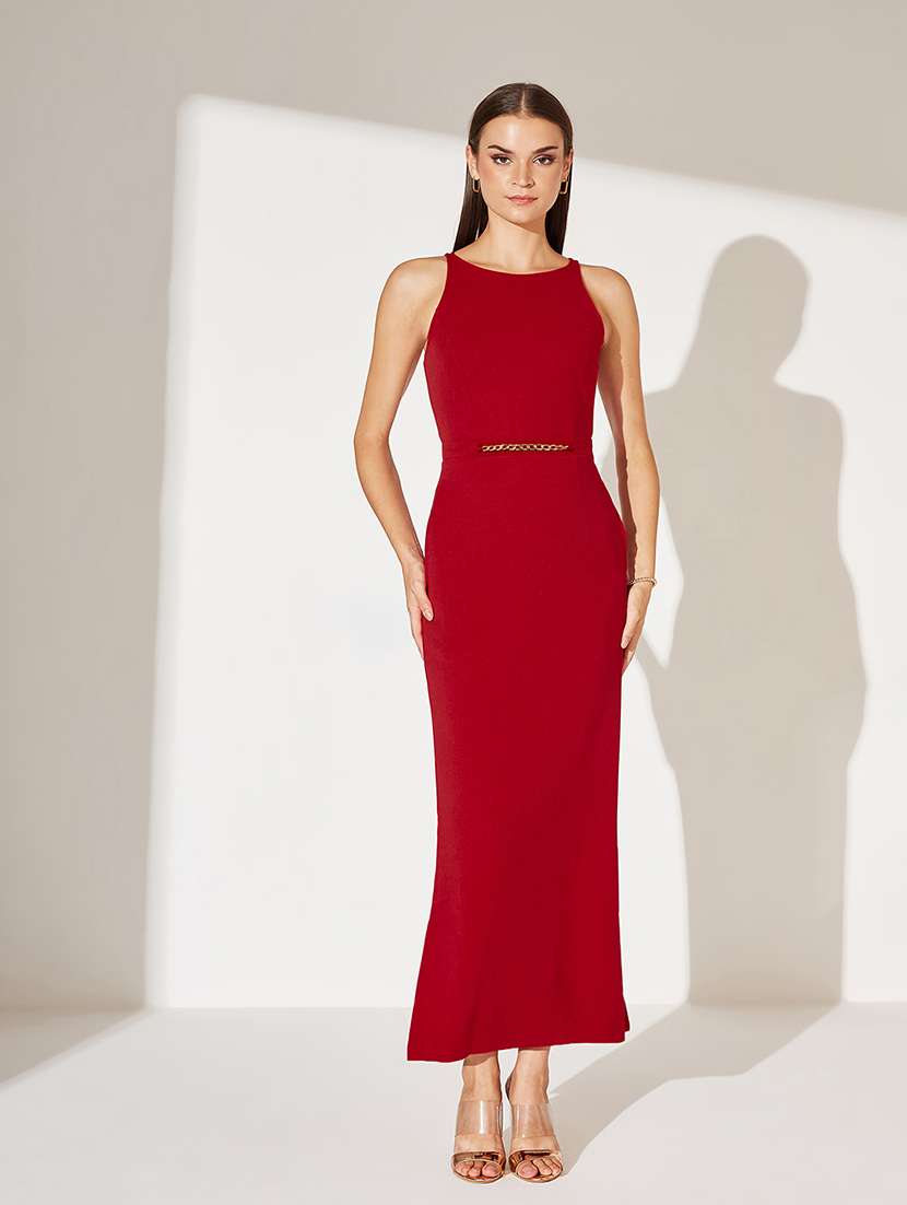 women solid sleeveless bodycon dress