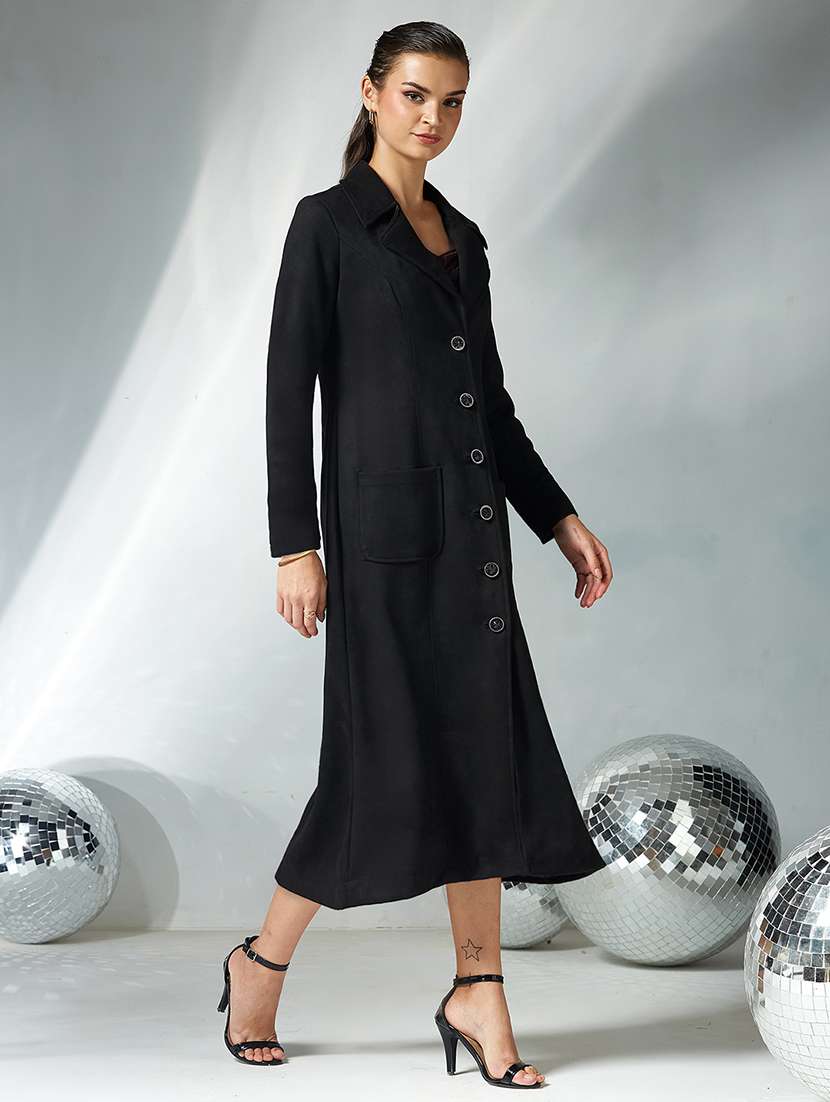 women solid long sleeve trench coat - 22362483 -  Standard Image - 4
