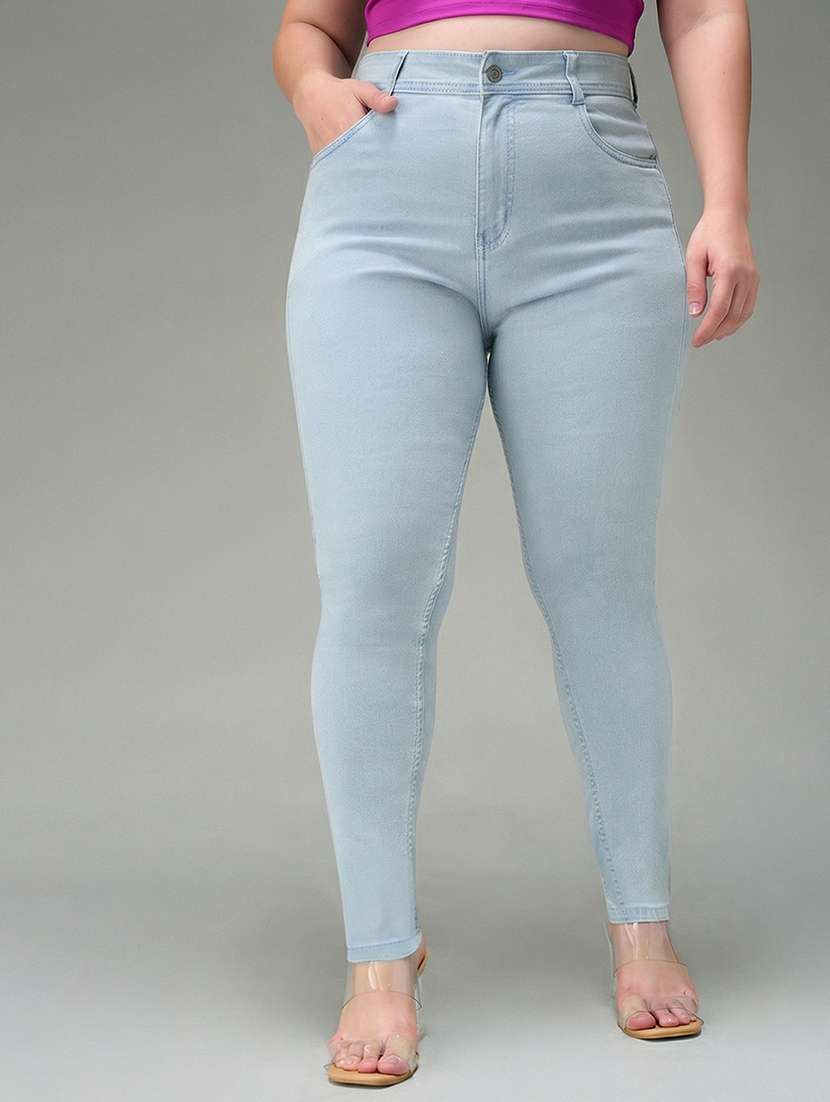 womne plus size solid high rise slim fit jeans