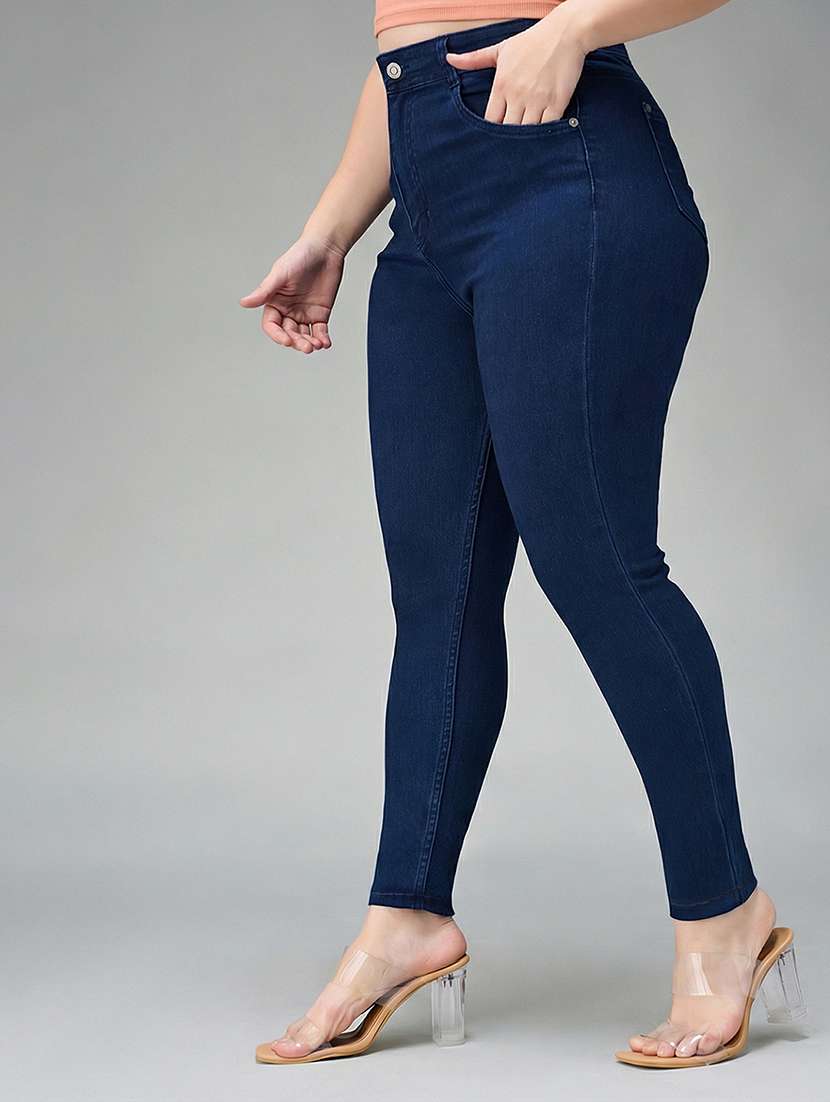 womne plus size solid high rise slim fit jeans - 22362493 -  Standard Image - 1